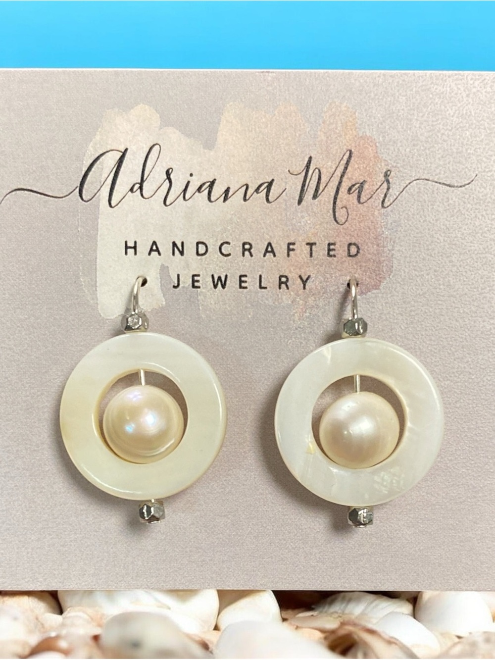 Ivory Pearl Hoop Drop Earrings